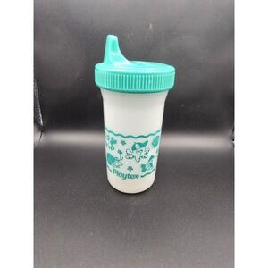 Vintage Playtex Sippy Cup Teal Green Blue 1995 Animals Beach Theme With Valve